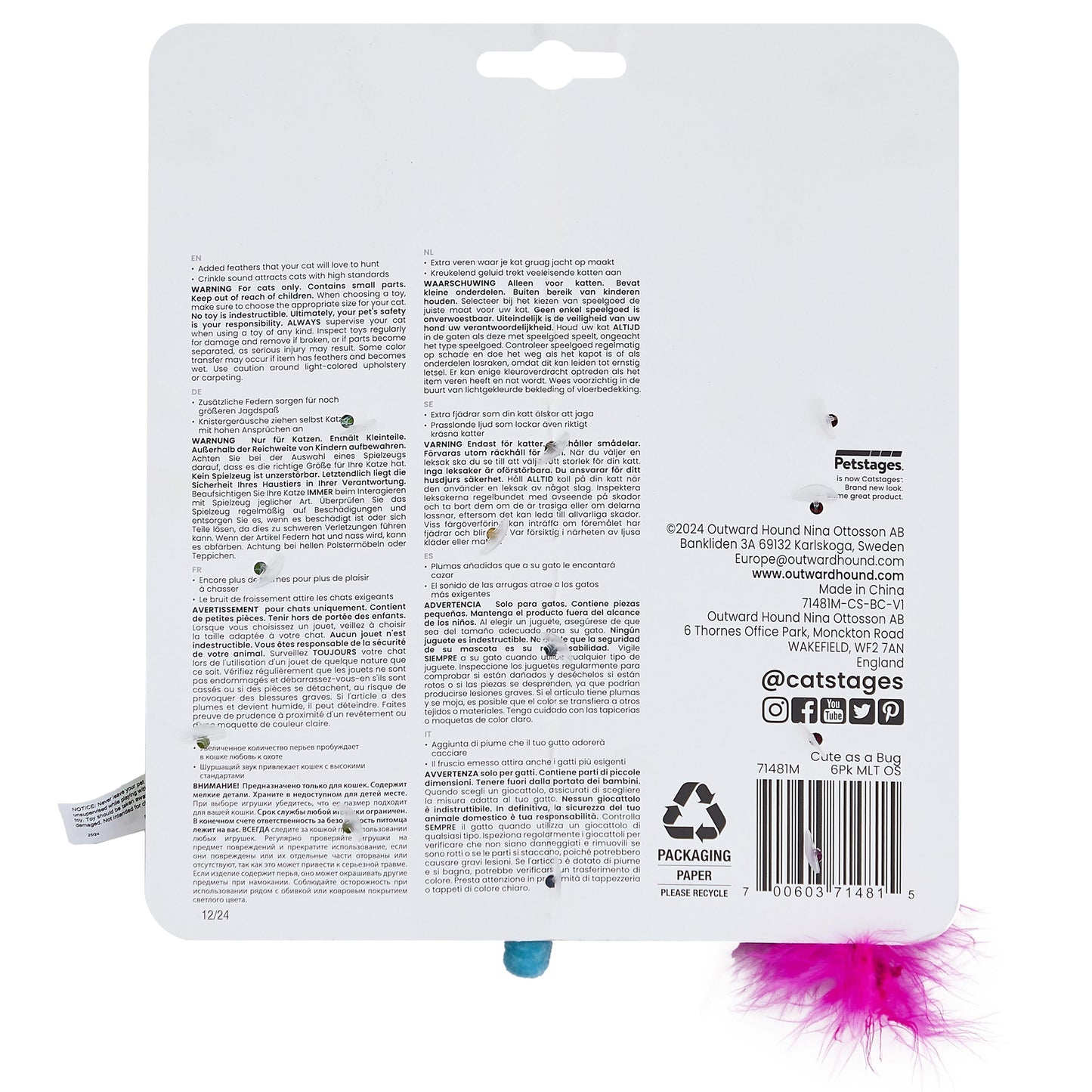 Nina Ottosson Catstages Cute as a Bug Cat Toy 6 Pack