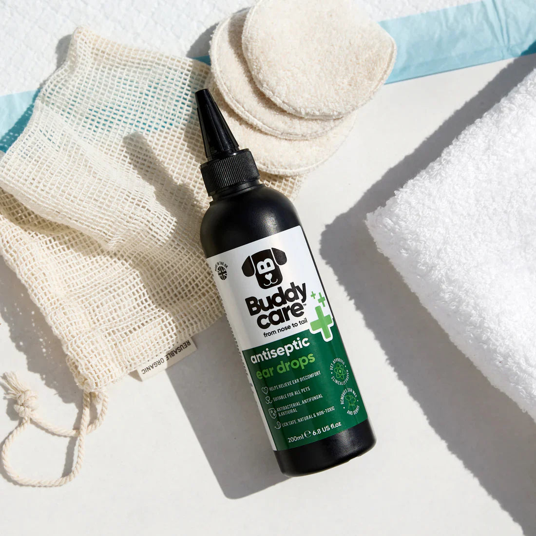 Buddy Care Pet Antiseptic Ear Drops for Dogs & Cats