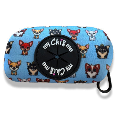 Blue Chihuahua Print Exclusive Designer Poop Bag Holder by My Chi and Me