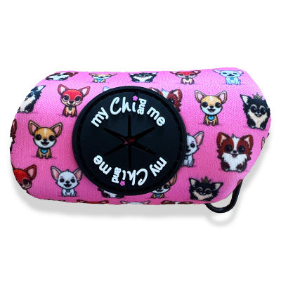 Signature Pink Chihuahua Print Exclusive Designer Poop Bag Holder by My Chi and Me