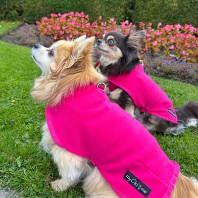 Tiny Toastie Water Repellent Fleece Dog Coat by My Chi and Me Hot Pink